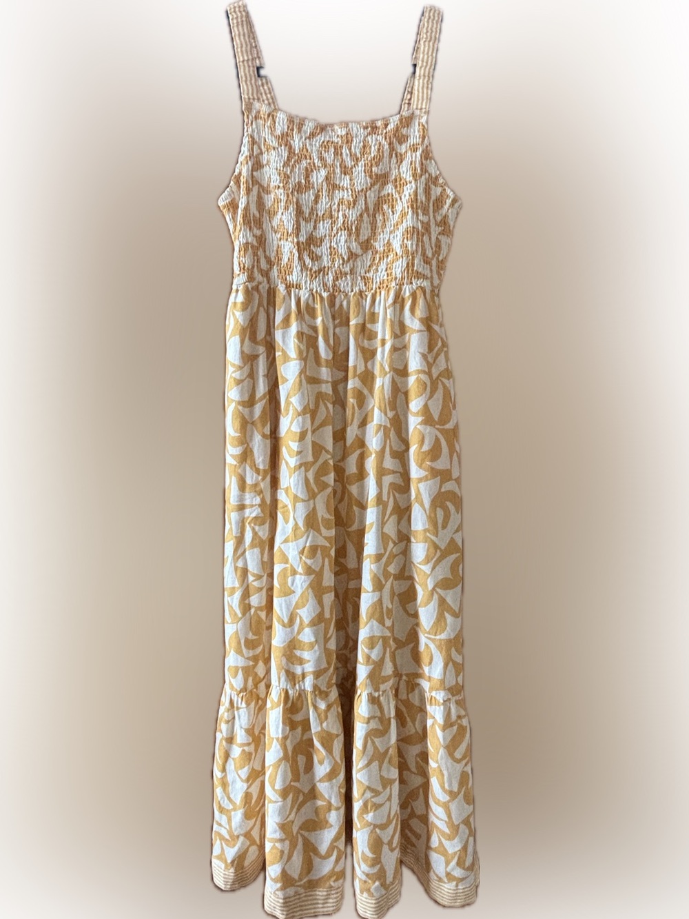 Marine Layer White and Mustard Printed Maxi Dress